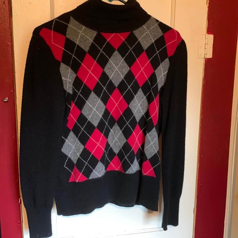 Vintage checkered Black - Red - Grey sweater.